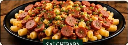 Papas con salchichas, cheddar y panceta