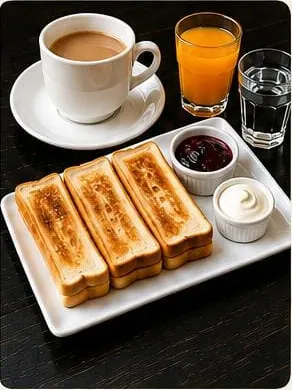 Combo 1: café con leche, tostadas y exprimido